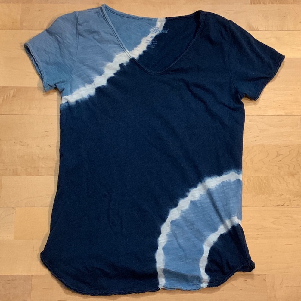 Lucky Brand Slub India Cotton Tie Dye Tee Navy